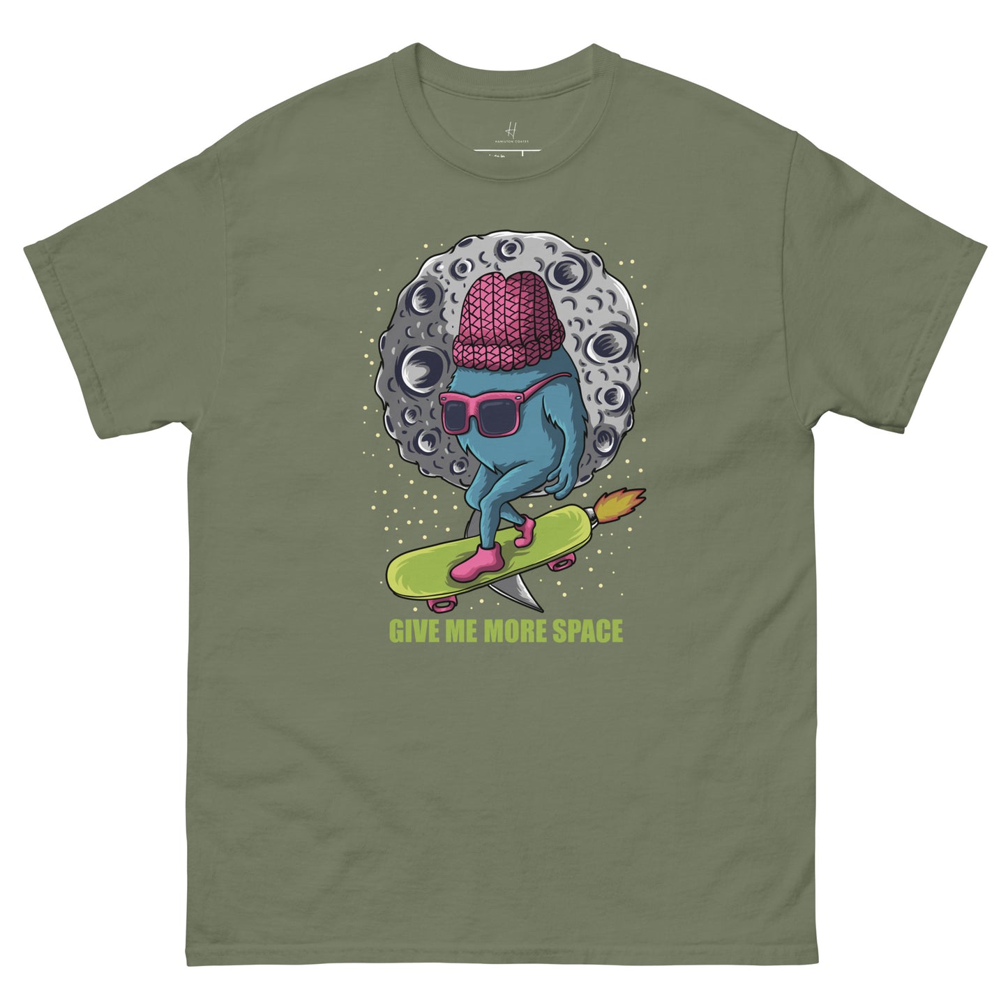 Everyday Comfort Classic Tee - Monster Skateboarding in Space