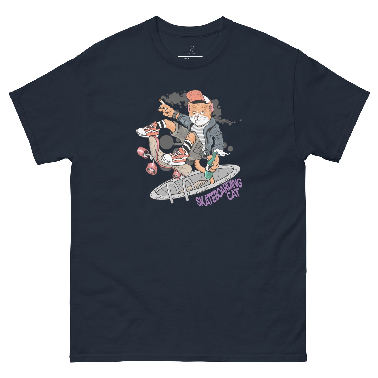 Everyday Comfort Classic Tee - Skateboarding Rebel Cat