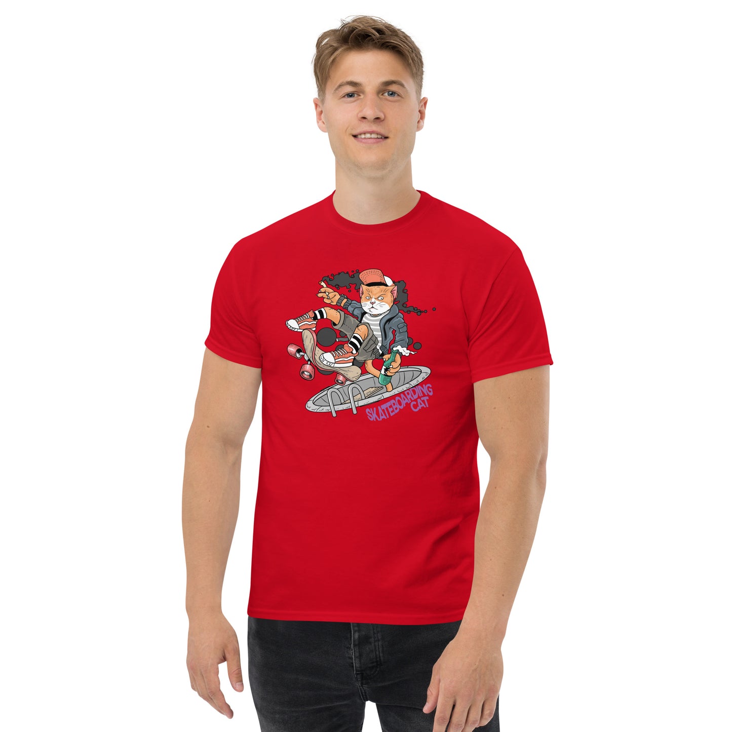 Everyday Comfort Classic Tee - Skateboarding Rebel Cat