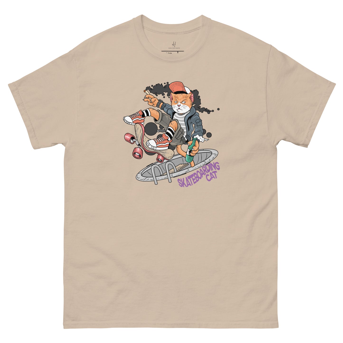 Everyday Comfort Classic Tee - Skateboarding Rebel Cat