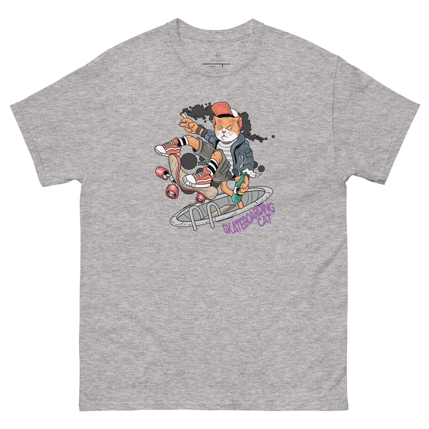 Everyday Comfort Classic Tee - Skateboarding Rebel Cat