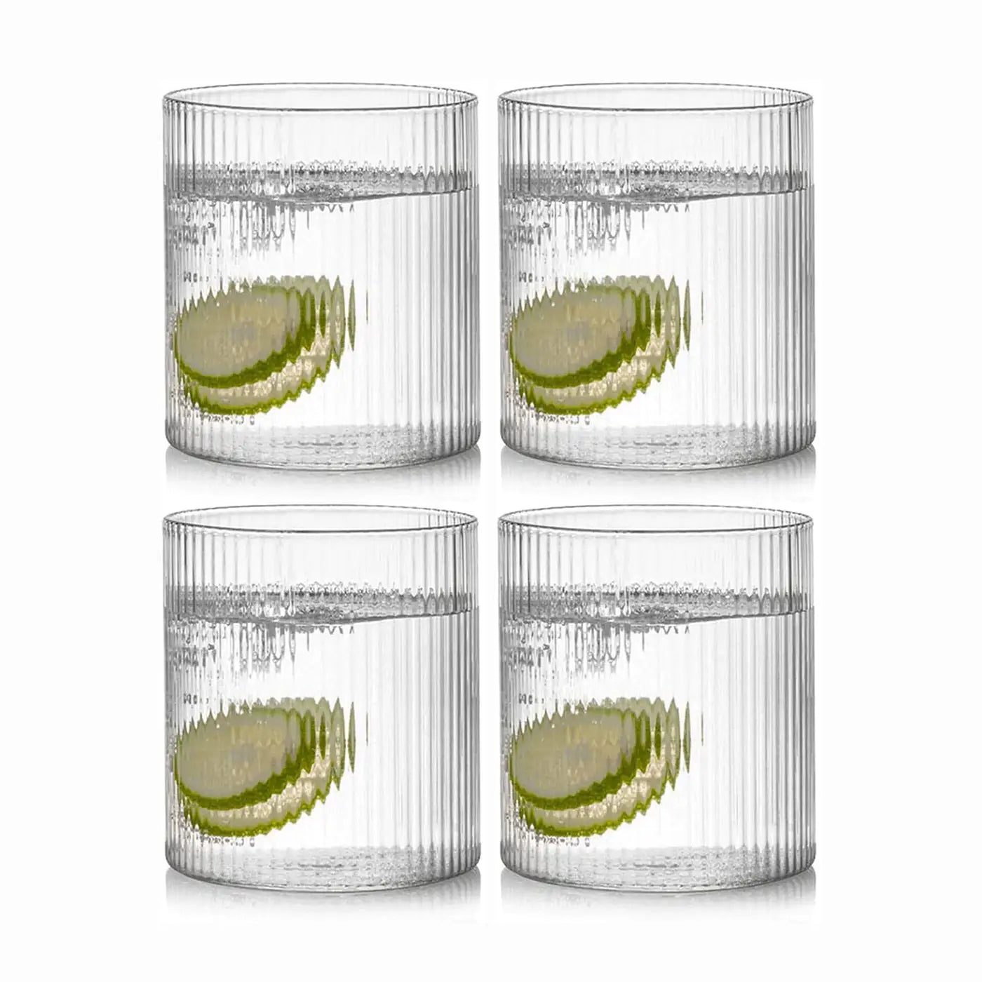 Retro Ripple Glass Tumblers, Set of 4