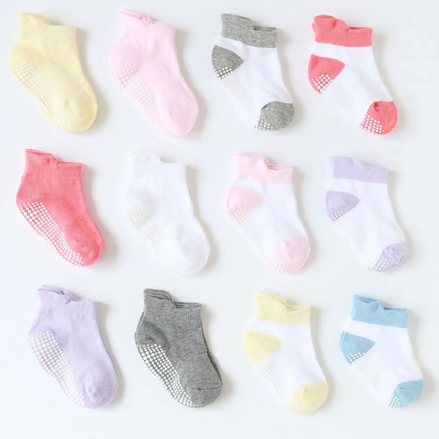Anti-Slip Toddler Ankle Socks - Pack of 6 pairs