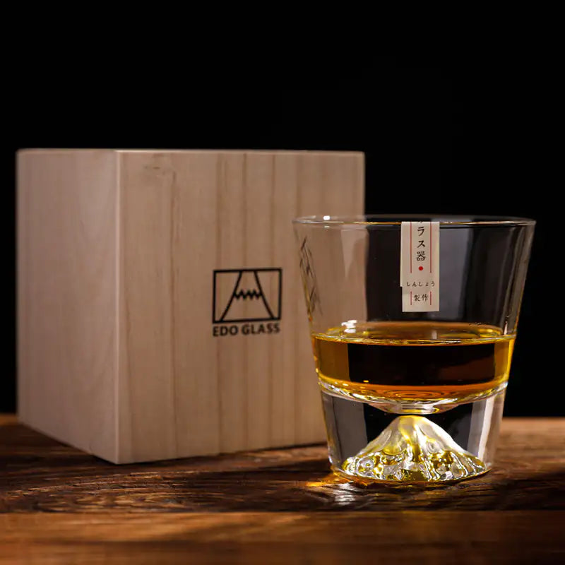 Authentic Japanese Mount Fuji Inspired Crystal Glasses, Set of 6