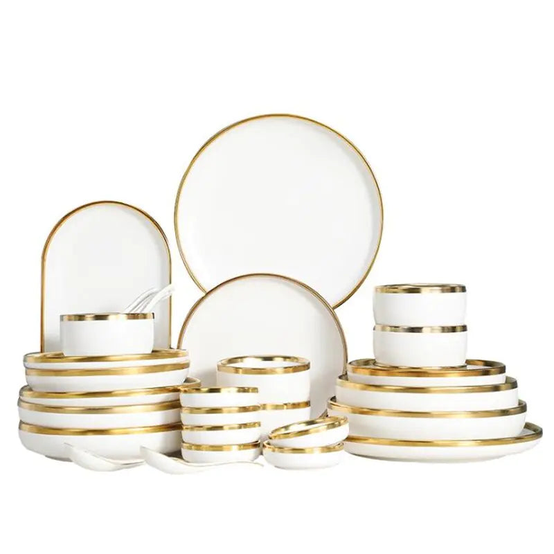 Elegant Gilt Rim Ceramic Dinnerware Set