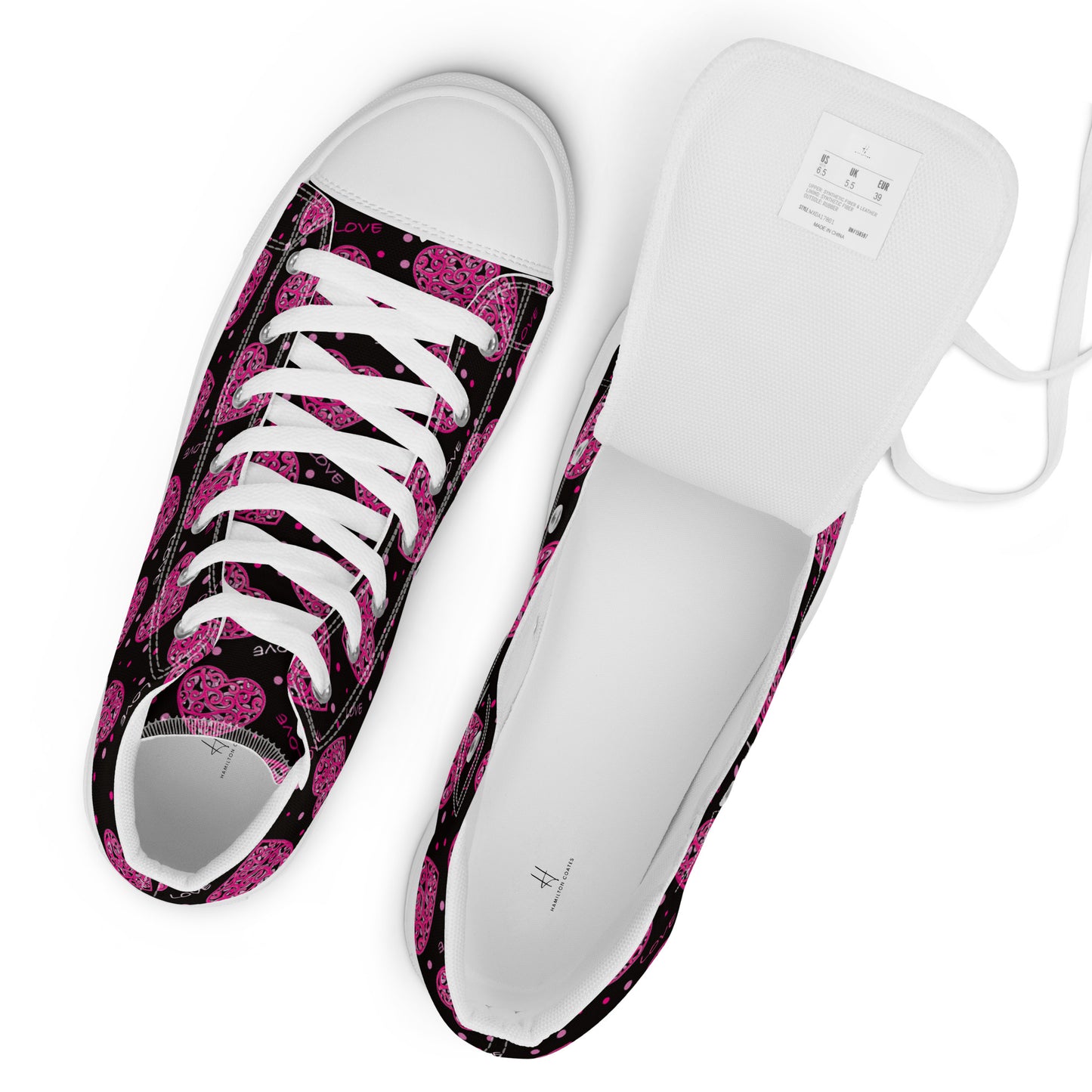 Women’s high top canvas shoes - LoveStruck
