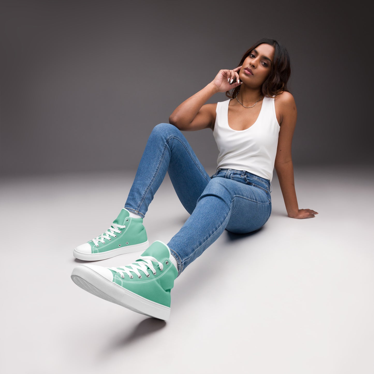 Women’s high top canvas shoes - Mint Green