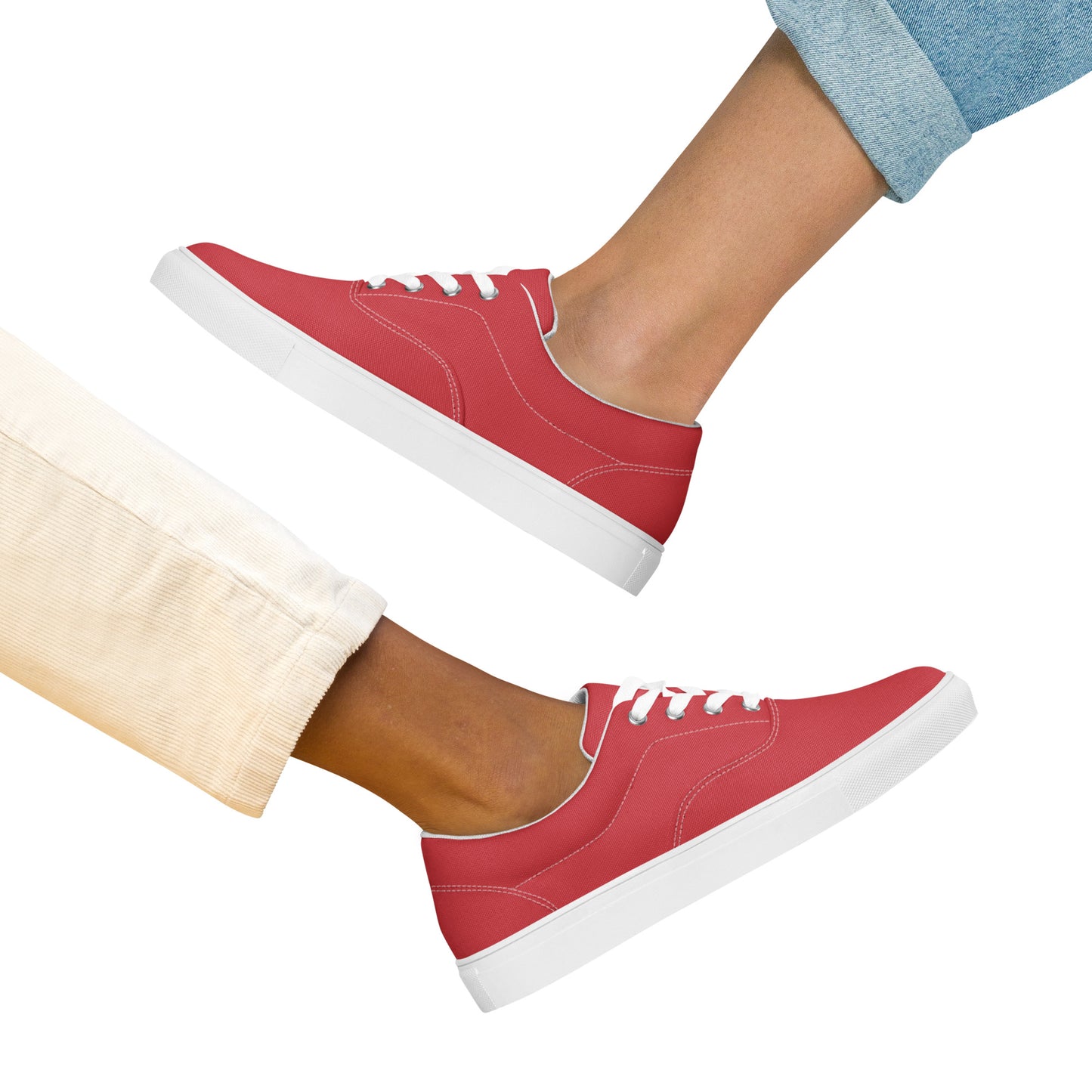 Women’s lace-up canvas shoes - Flamingo Red