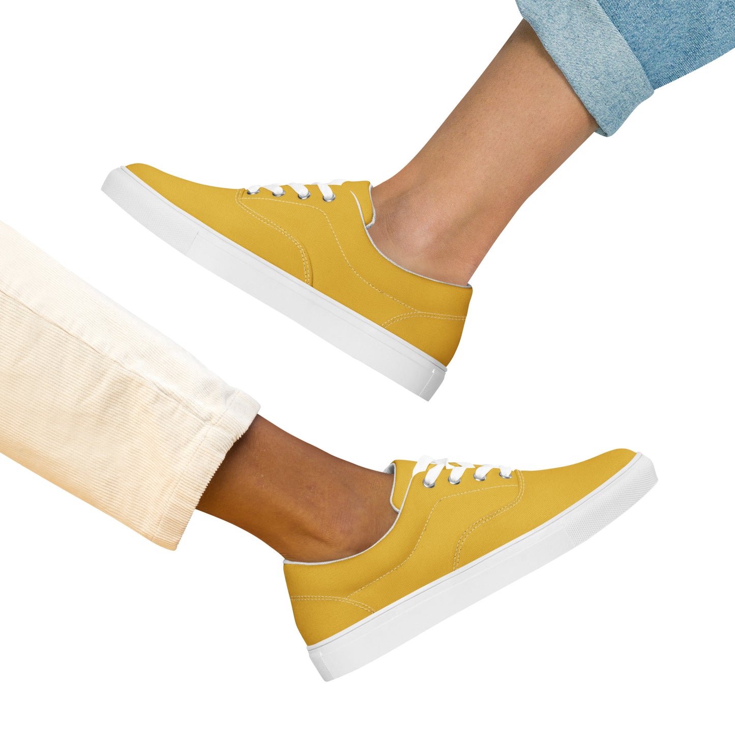 Women’s lace-up canvas shoes - Golden Yellow