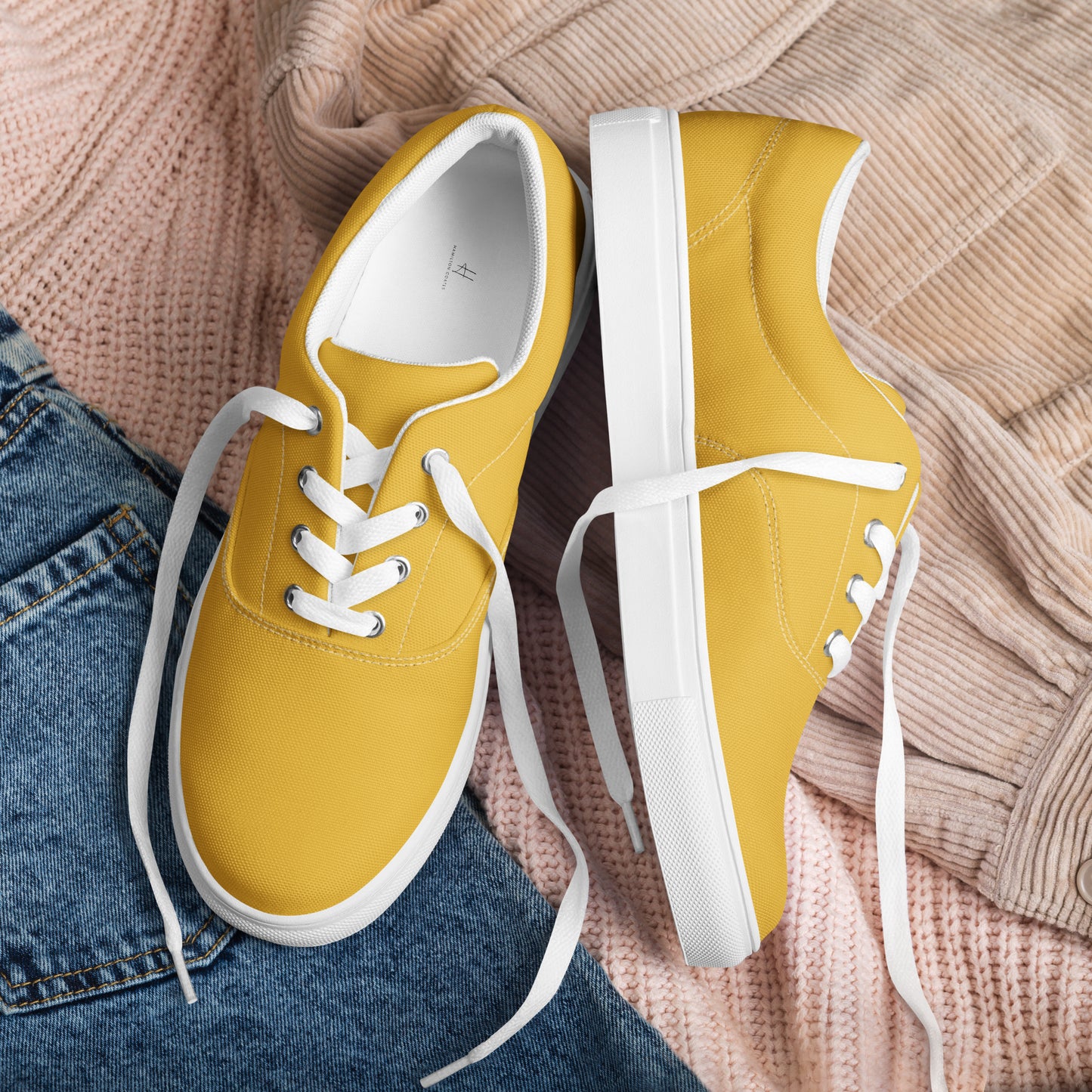 Women’s lace-up canvas shoes - Golden Yellow