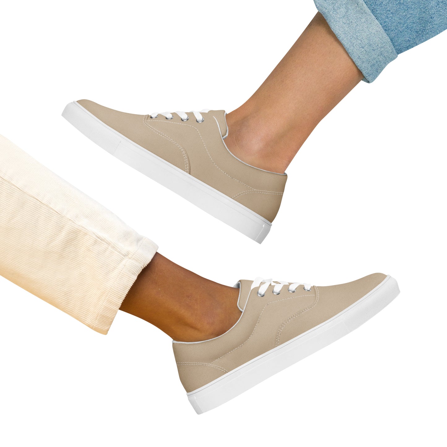 Women’s lace-up canvas shoes - Khaki