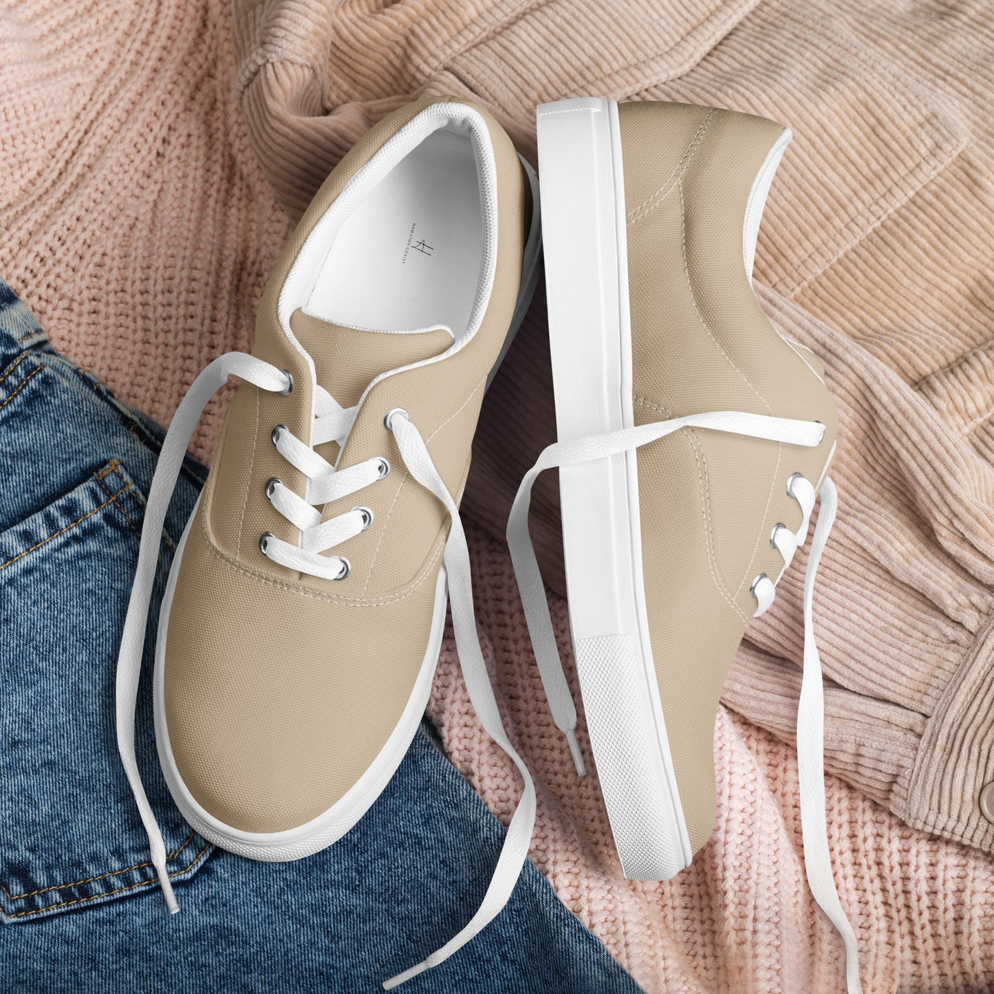 Women’s lace-up canvas shoes - Khaki