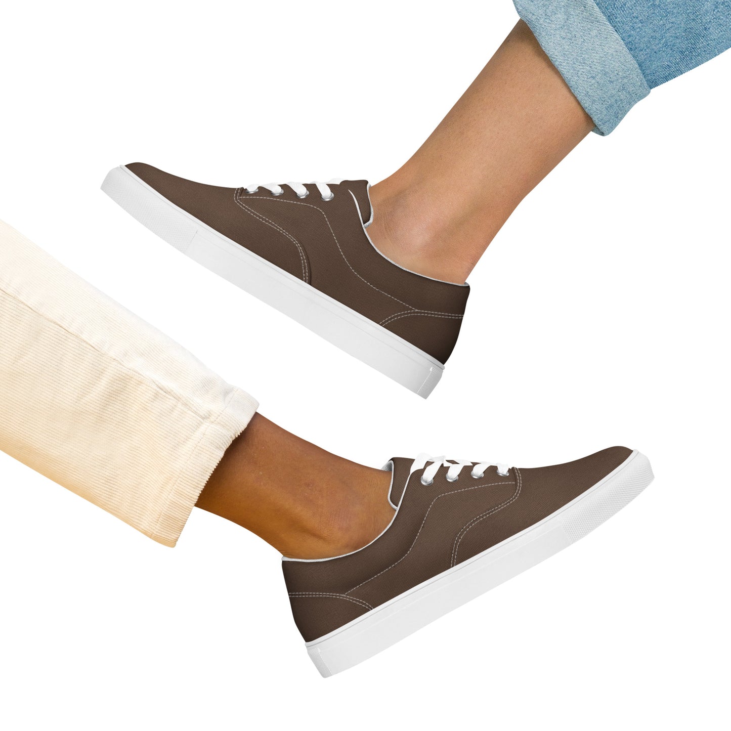 Women’s lace-up canvas shoes - Mocha