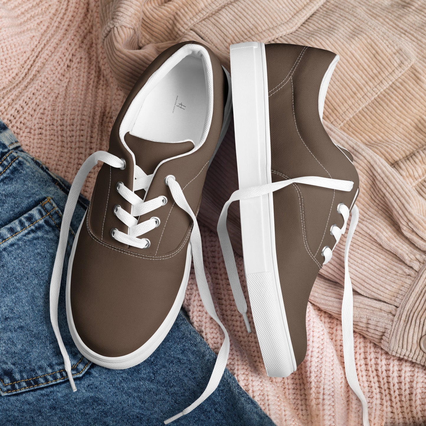 Women’s lace-up canvas shoes - Mocha