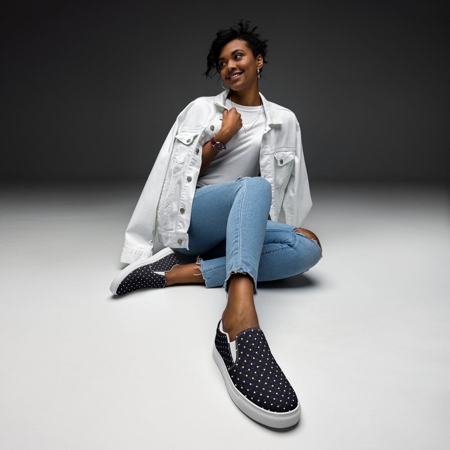 Women’s slip-on canvas shoes - Polka Dot Delight
