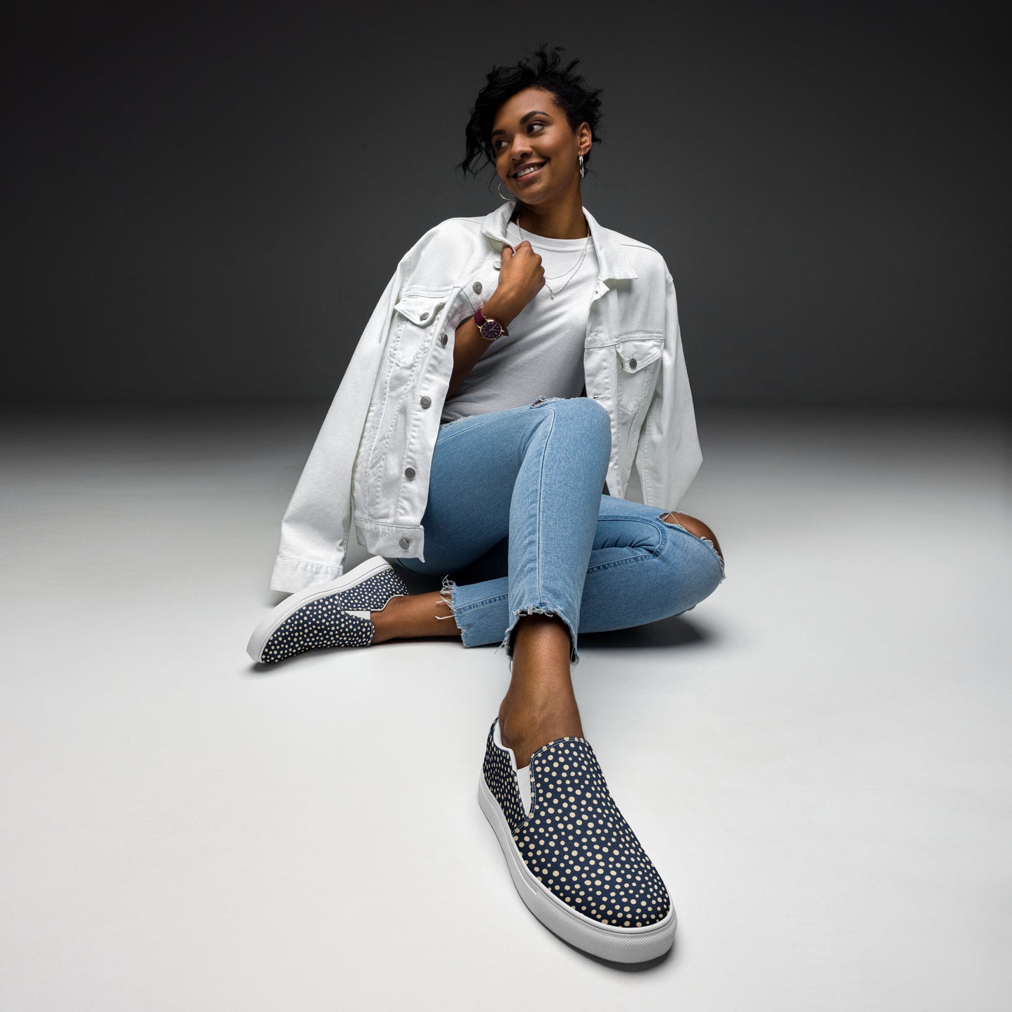 Women’s slip-on canvas shoes - Playful Polka Dot