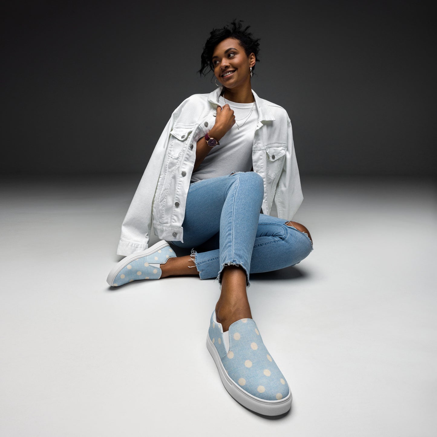 Women’s slip-on canvas shoes - Jumbo Polka