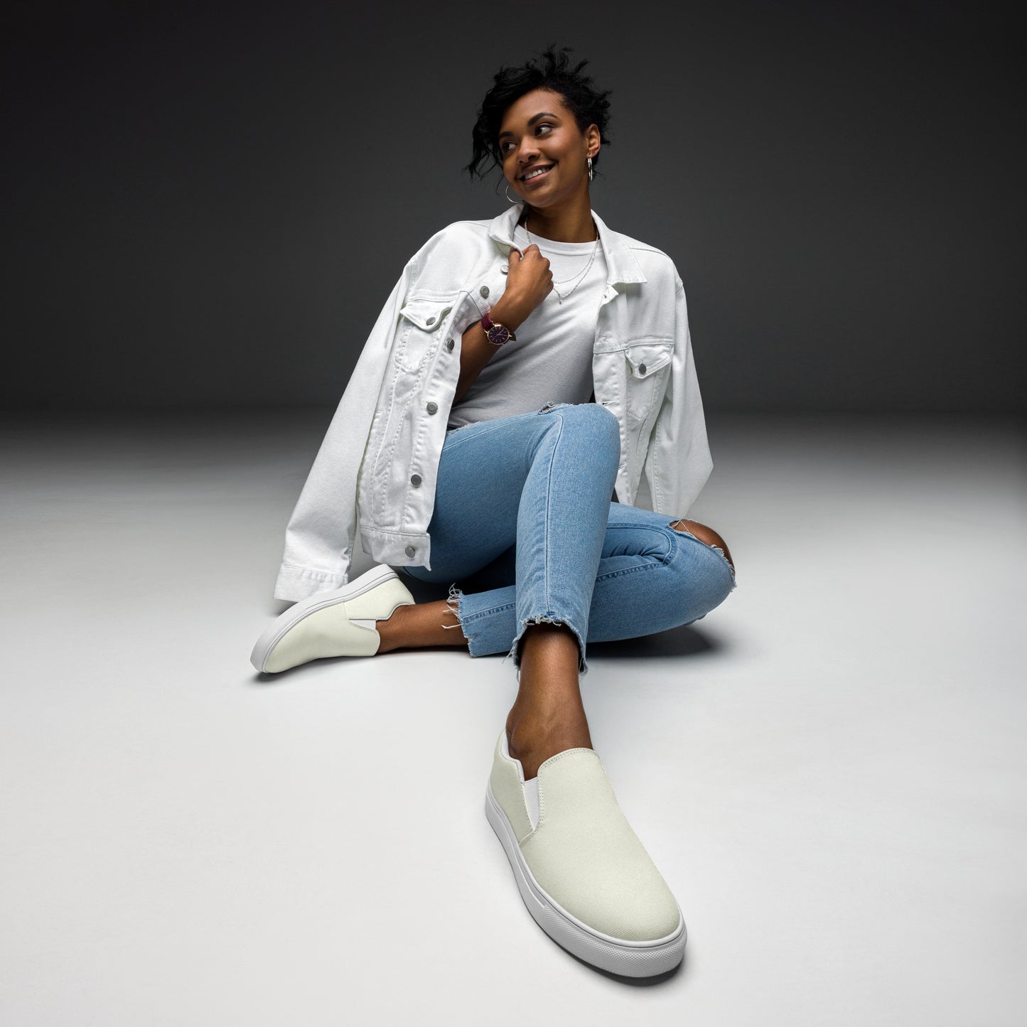 Women’s slip-on canvas shoes - Ivory