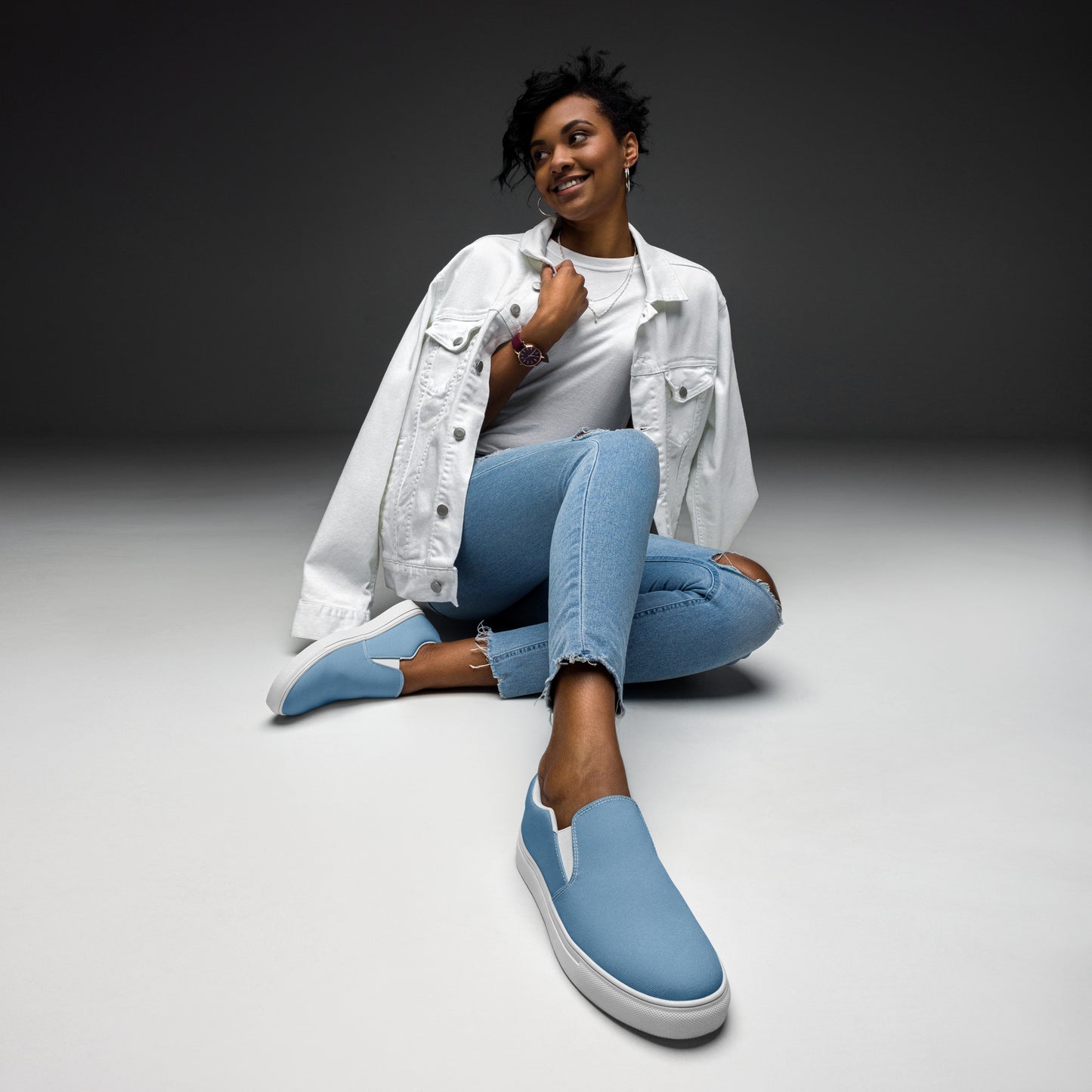 Women’s slip-on canvas shoes - Pale Blue