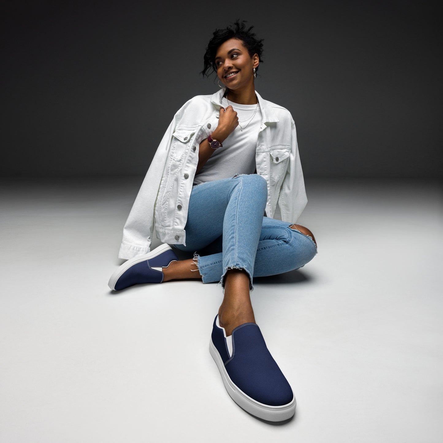 Women’s slip-on canvas shoes - Denim Blue