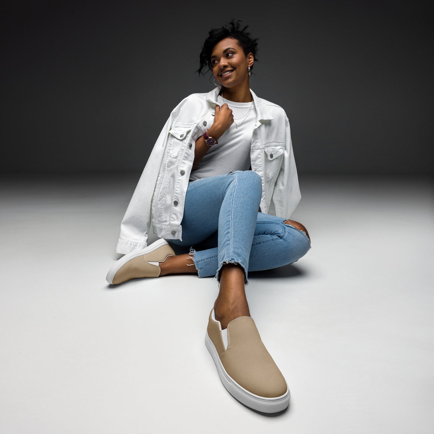 Women’s slip-on canvas shoes - Khaki