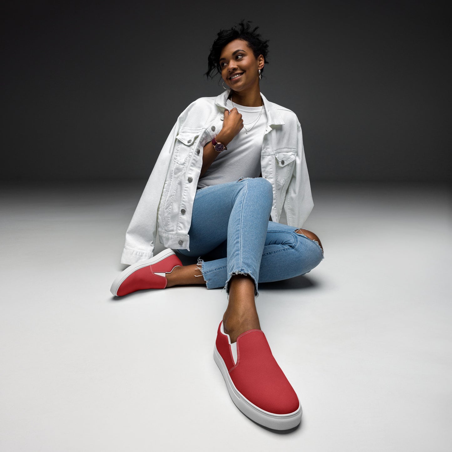 Women’s slip-on canvas shoes - Flamingo Red