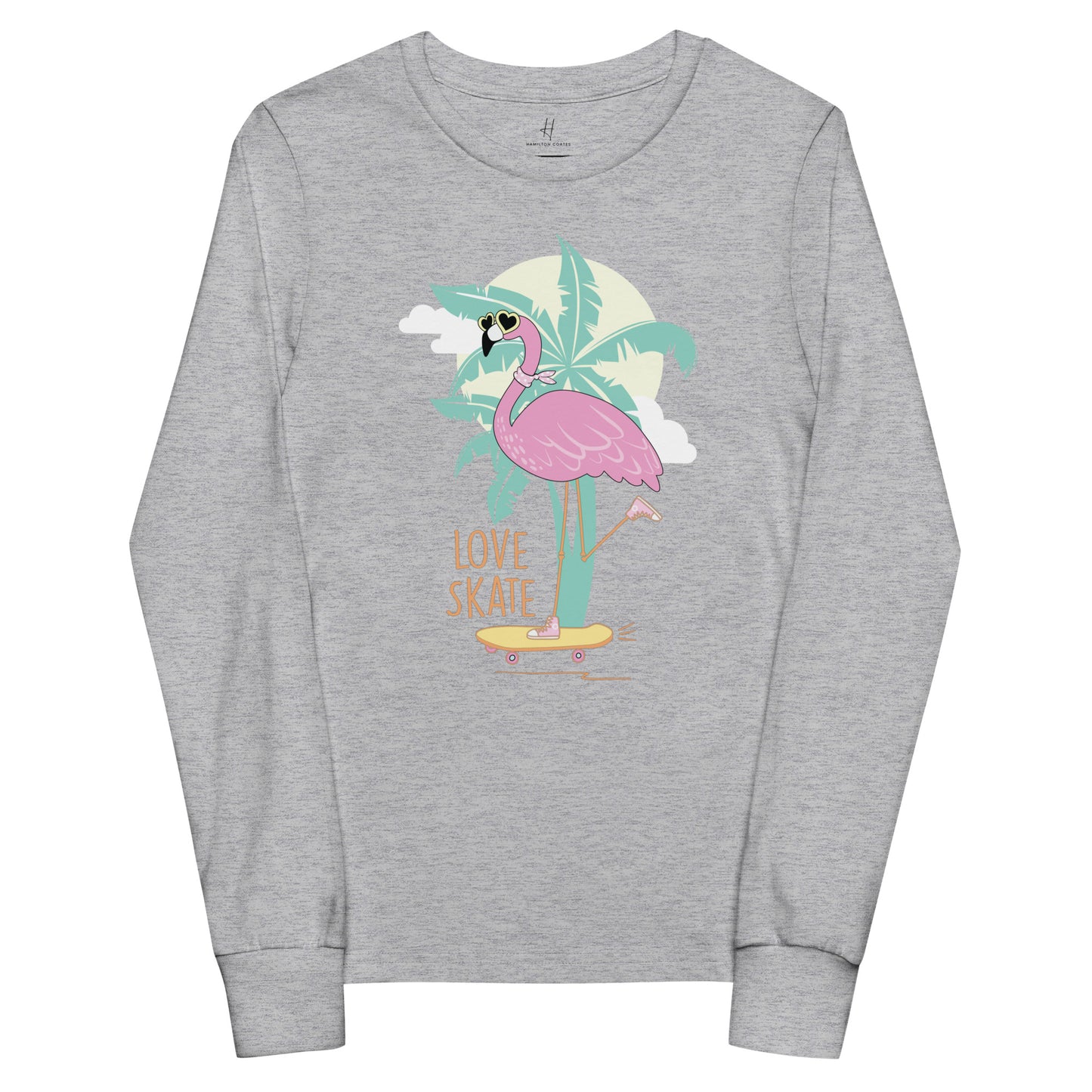 Youth long sleeve tee - Skatebording Flamingo