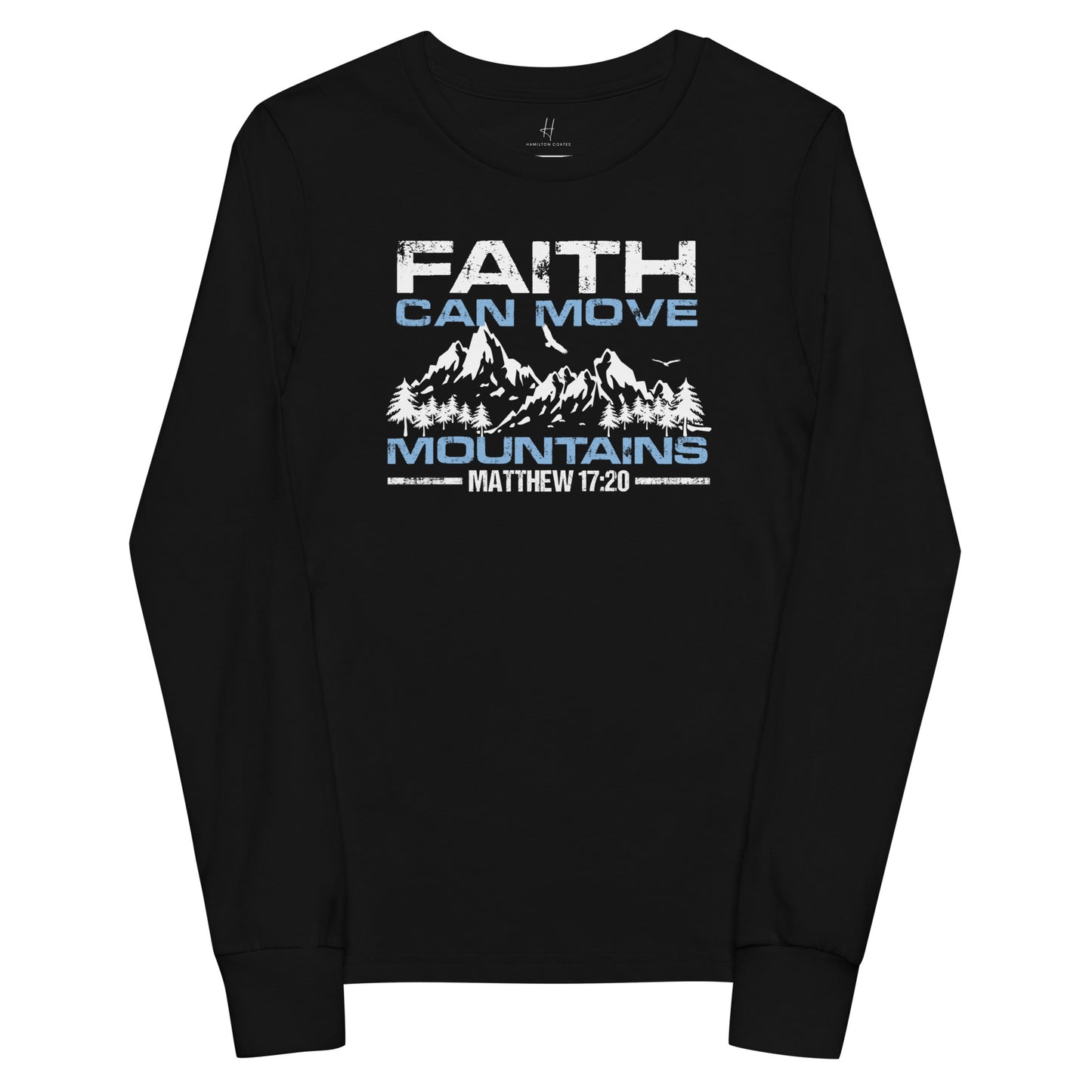 Youth long sleeve tee - Faith can Move Mountains