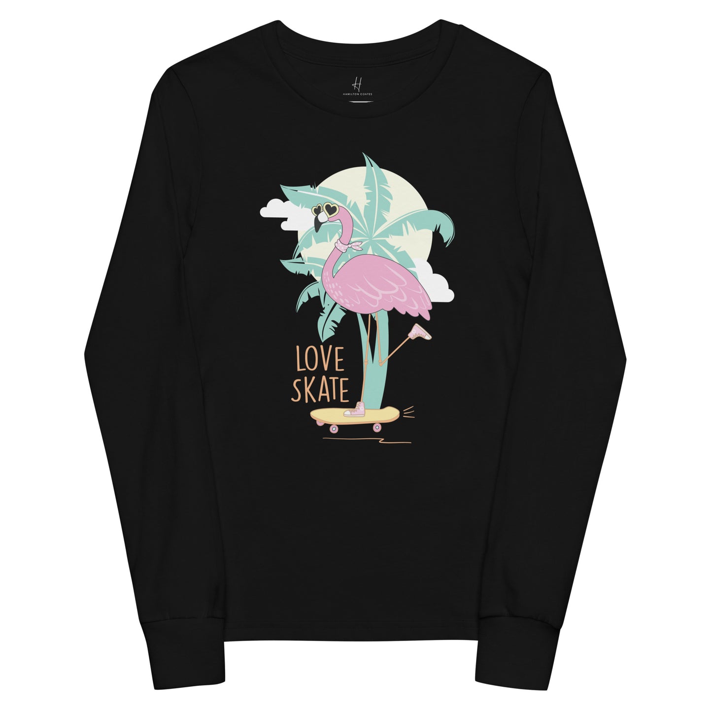 Youth long sleeve tee - Skatebording Flamingo