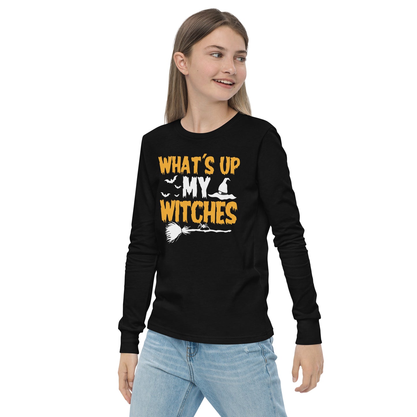Youth long sleeve tee - What's up my witches