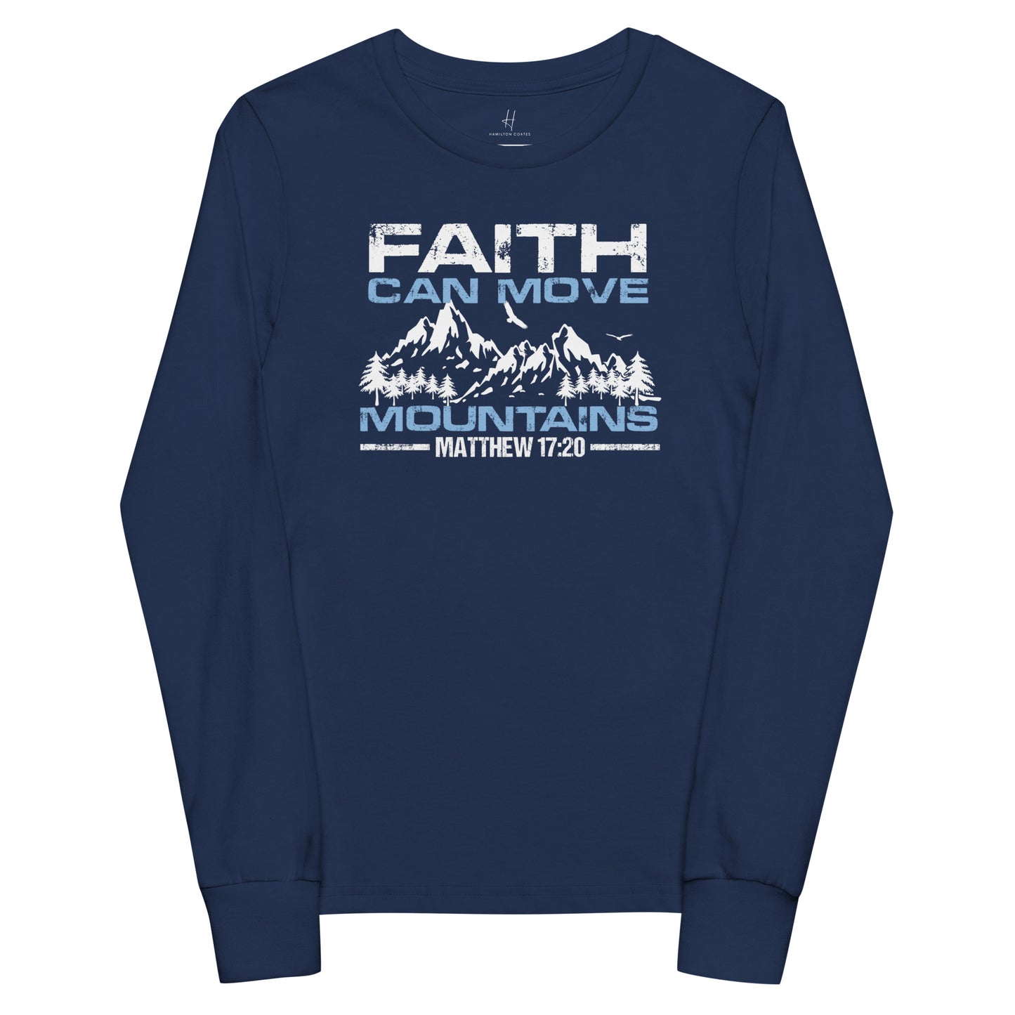 Youth long sleeve tee - Faith can Move Mountains