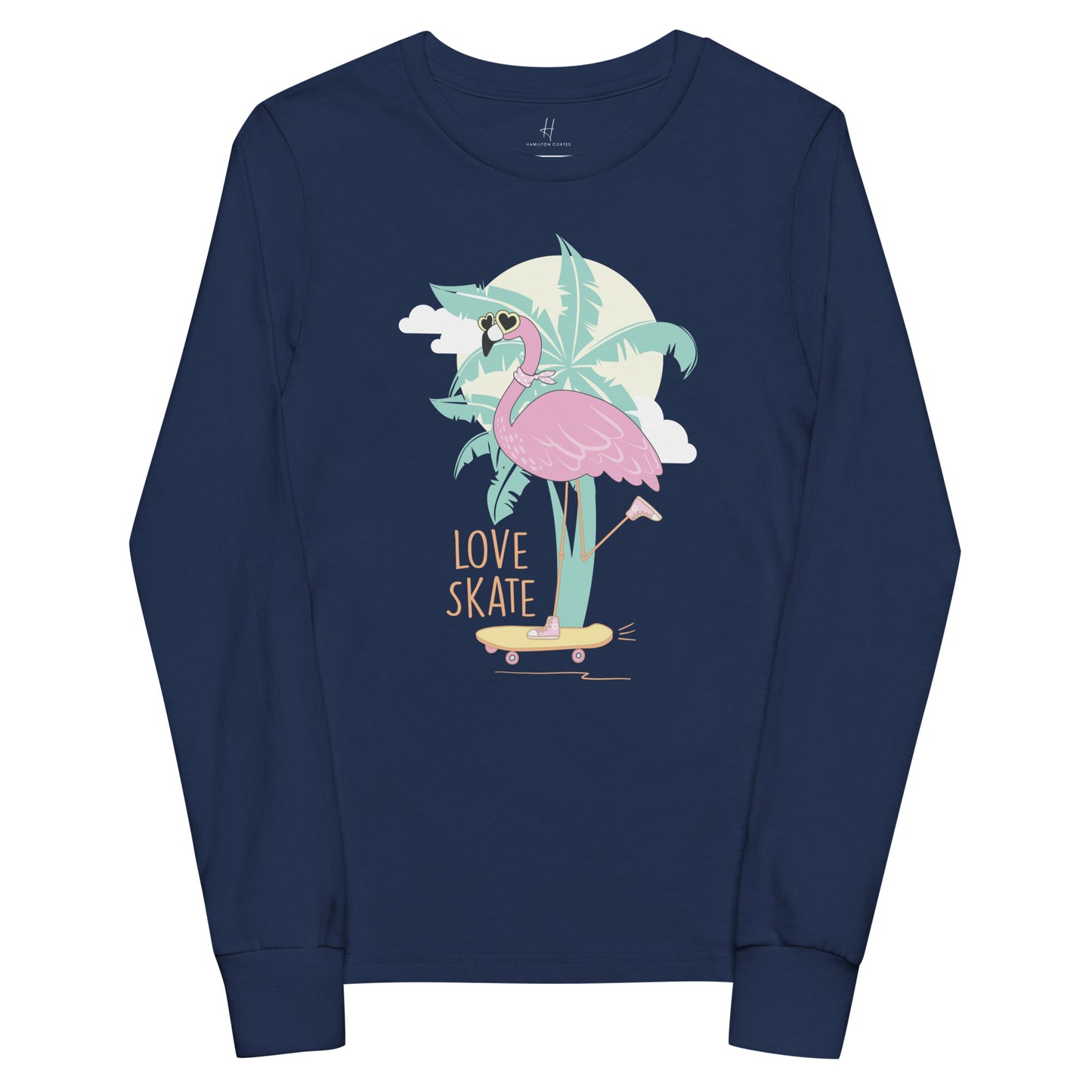 Youth long sleeve tee - Skatebording Flamingo