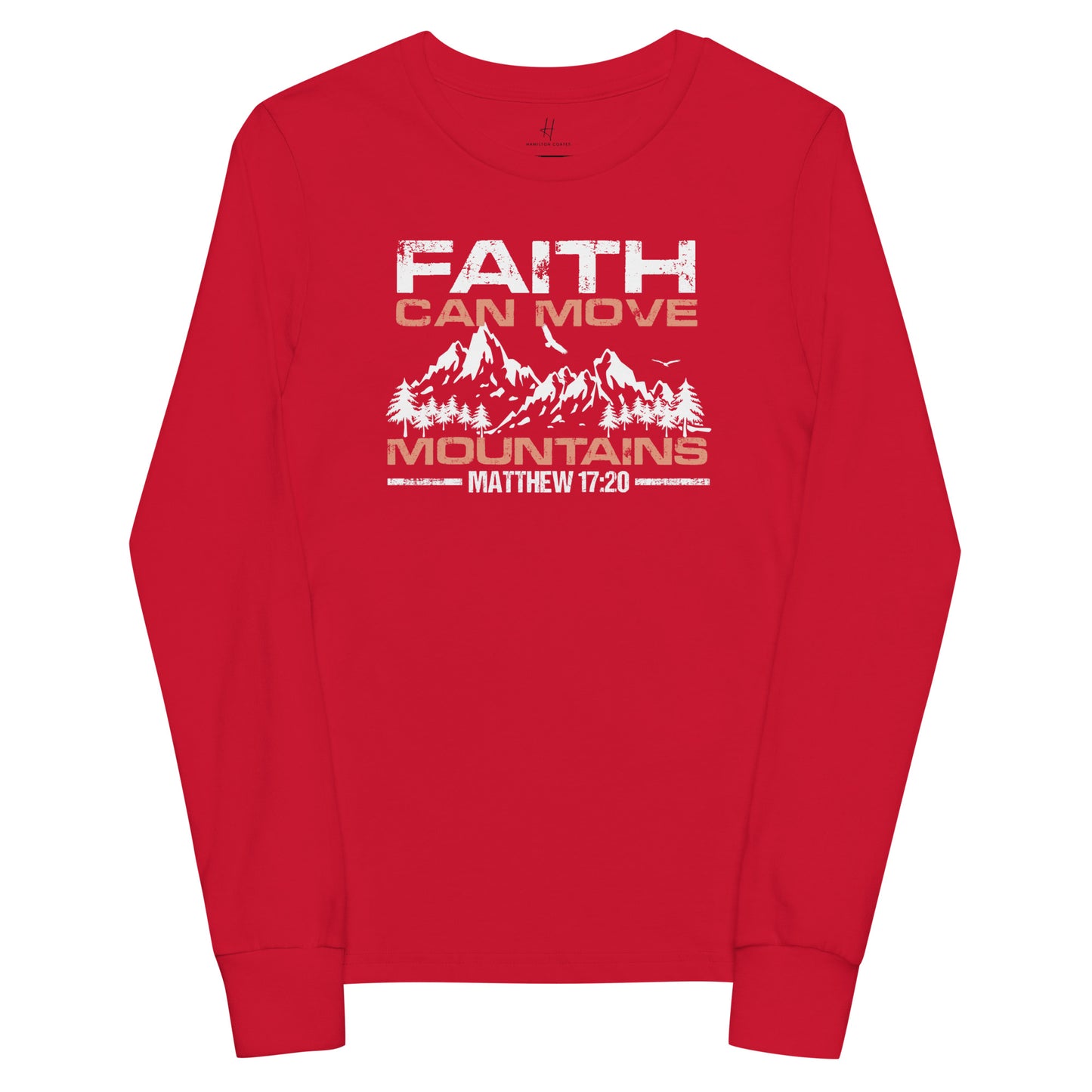 Youth long sleeve tee - Faith can Move Mountains
