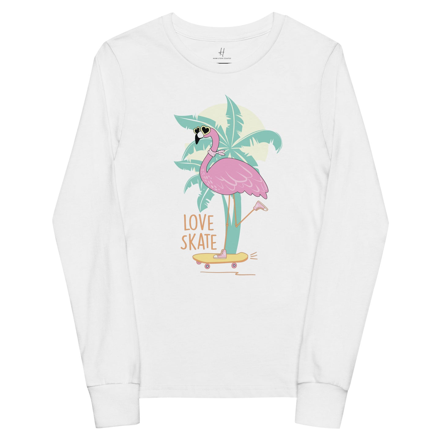 Langarm-T-Shirt für Jugendliche – Skateboarding Flamingo