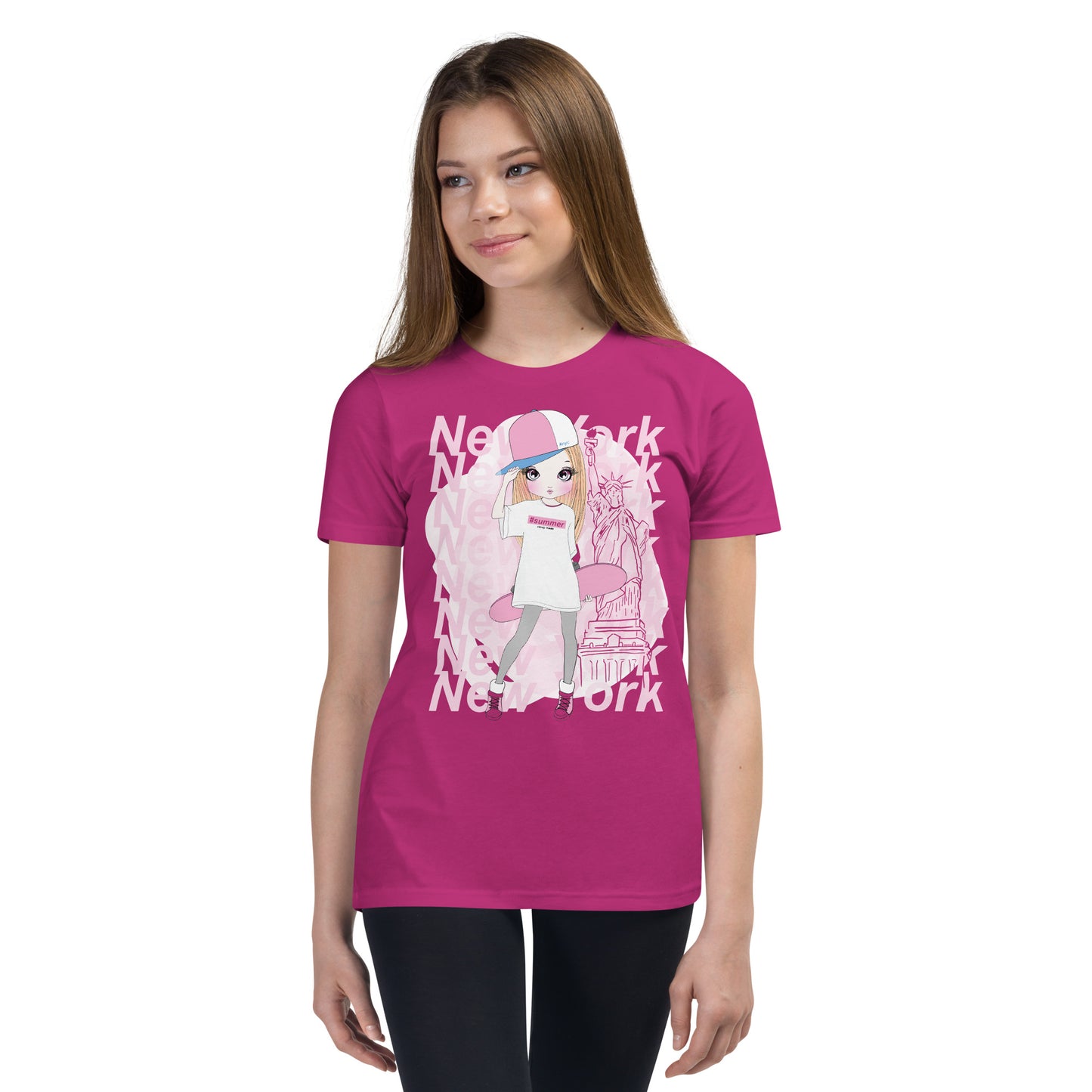 Youth Short Sleeve T-Shirt - New York Skater Girl