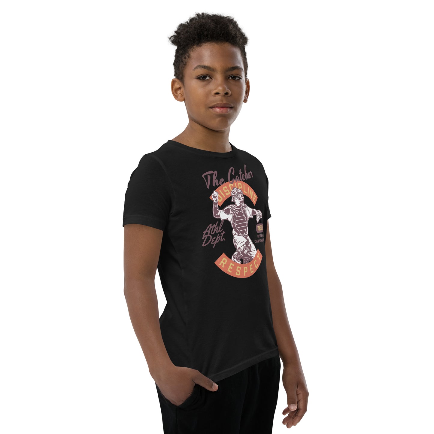Youth Short Sleeve T-Shirt - Baseball catcher