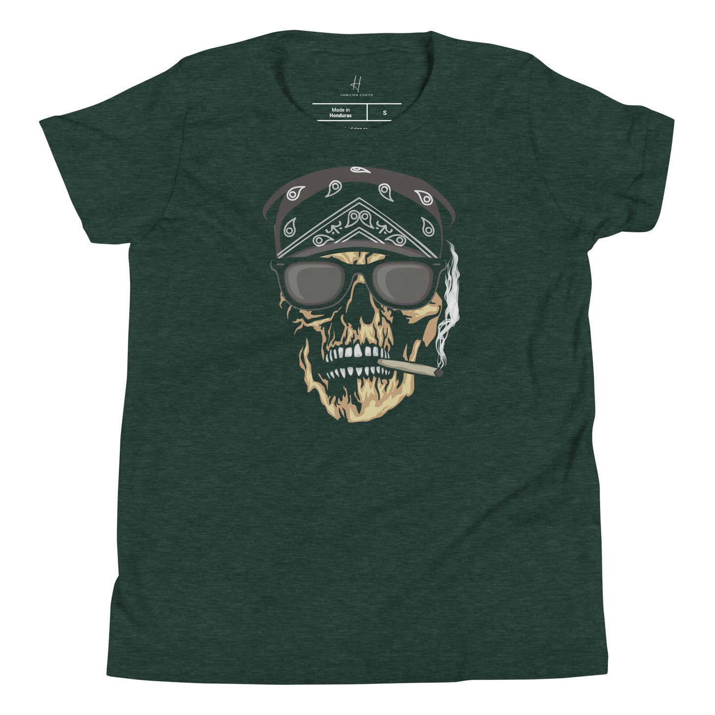 Kurzarm-T-Shirt für Jugendliche – Grunge Skull Smoking