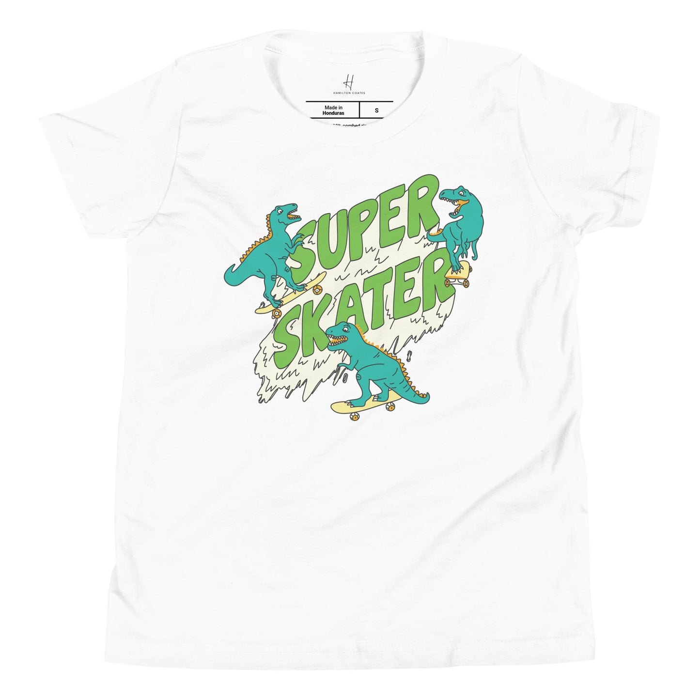 Kurzarm-T-Shirt für Jugendliche – Super Dino Skater