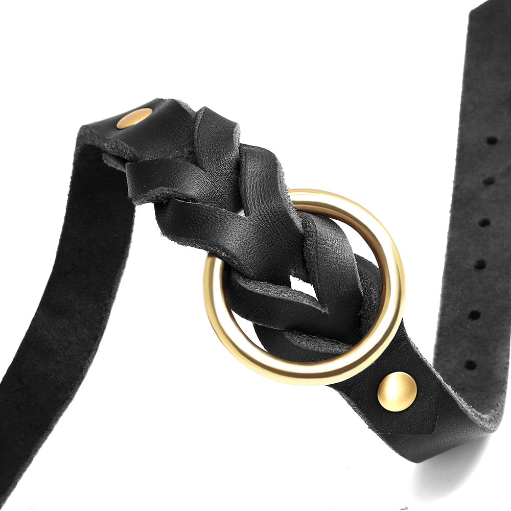 Braided Leather Collar and Leash Set