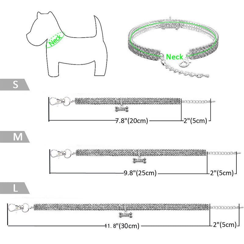 Sparkling Rhinestone Pet Collar with Bone Pendant