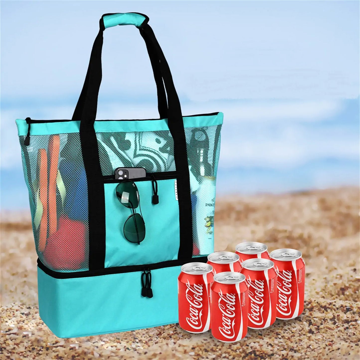 CoolBreeze Mesh Tote Cooler Combo