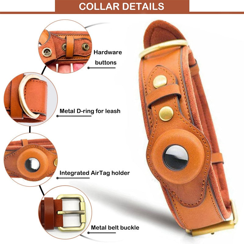 Leather AirTag Dog Collar