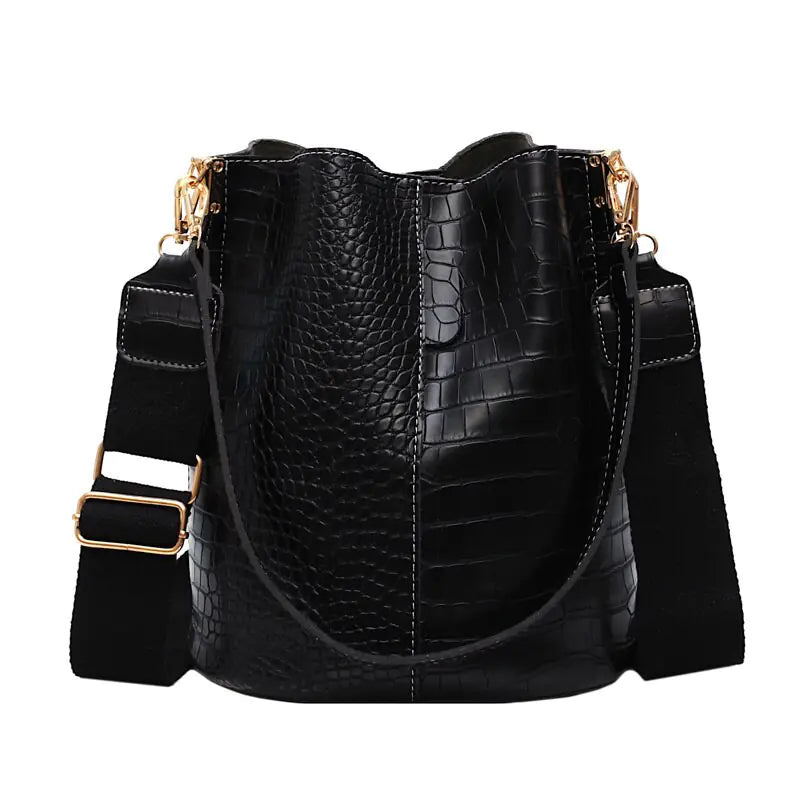 Faux Leather Shoulder Bucket Bag