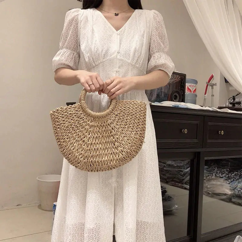 HarvestMoon Handcrafted Straw Bag