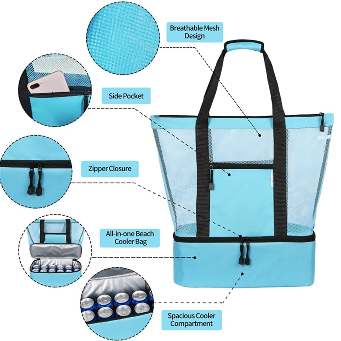 CoolBreeze Mesh Tote Cooler Combo