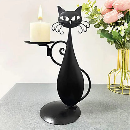 Rustic Feline Candle Stand