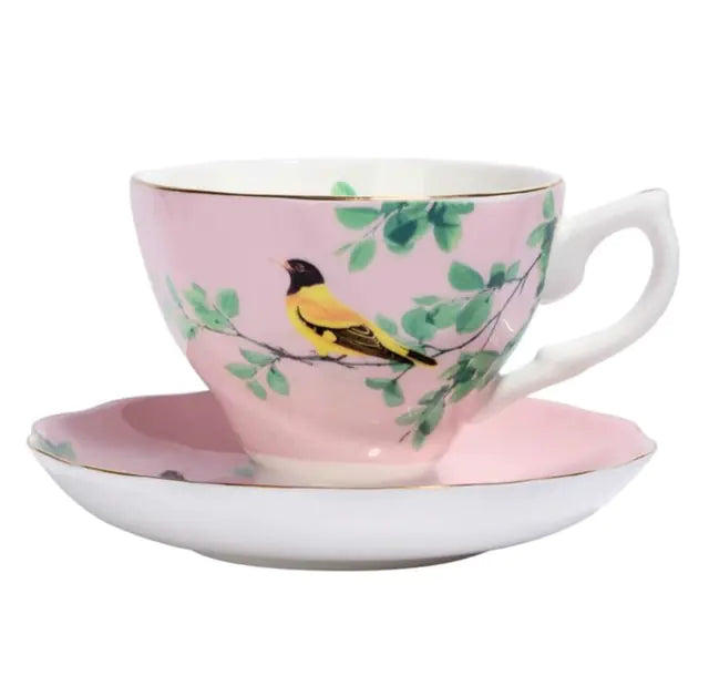African Oriole Bone China Tea Cups