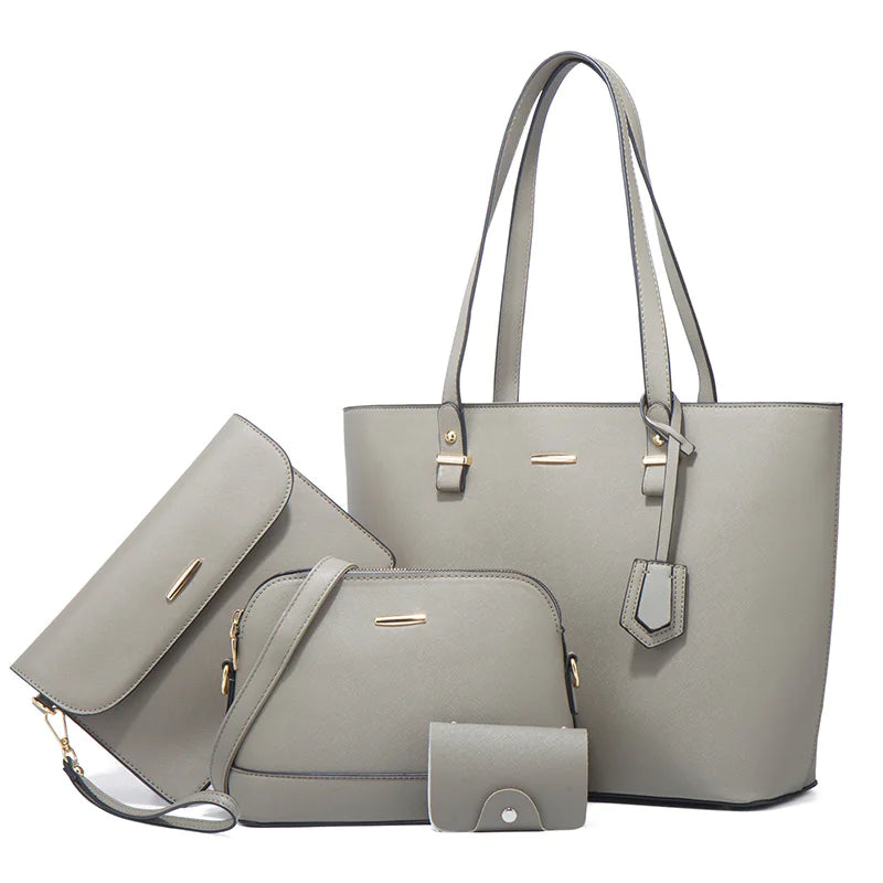 Signature 4-Piece Faux Leather Handbag Set
