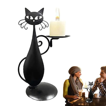 Rustic Feline Candle Stand