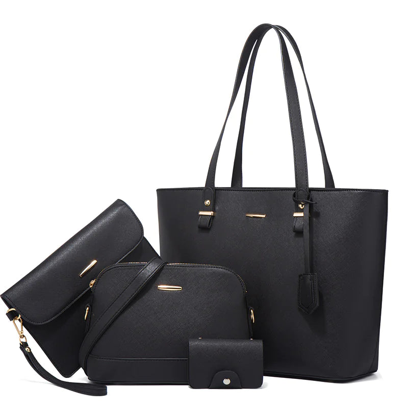 Signature 4-Piece Faux Leather Handbag Set
